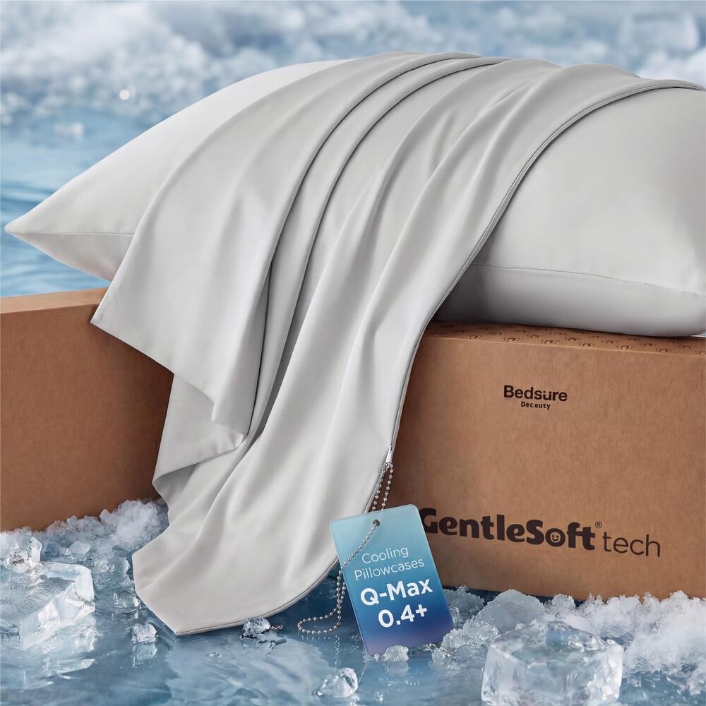 New Bedsure Cooling Pillow Cases for Hot Sleepers King Cases Set of 2 Grey 20x36
